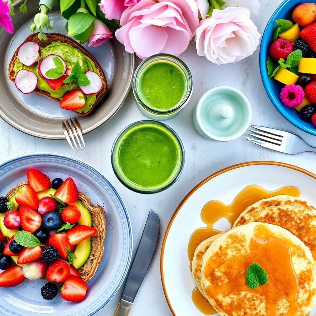 Brunch végétarien coloré et appétissant