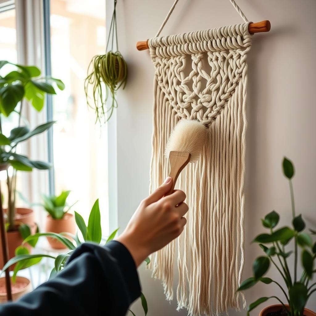 Entretien des décorations macramé
