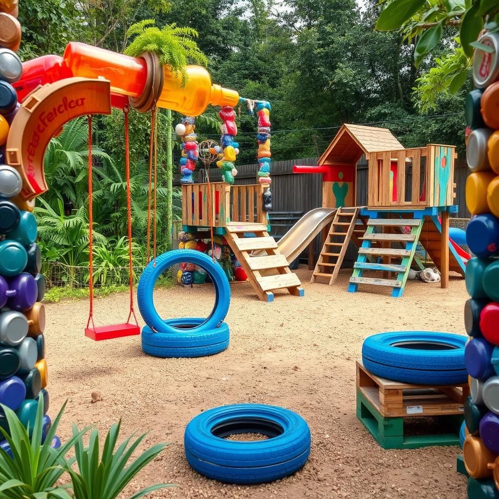 Matériaux recyclés pour aire de jeux DIY