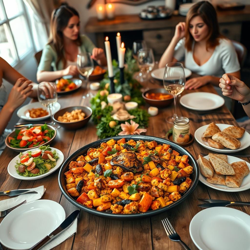 Plat unique convivial pour invités