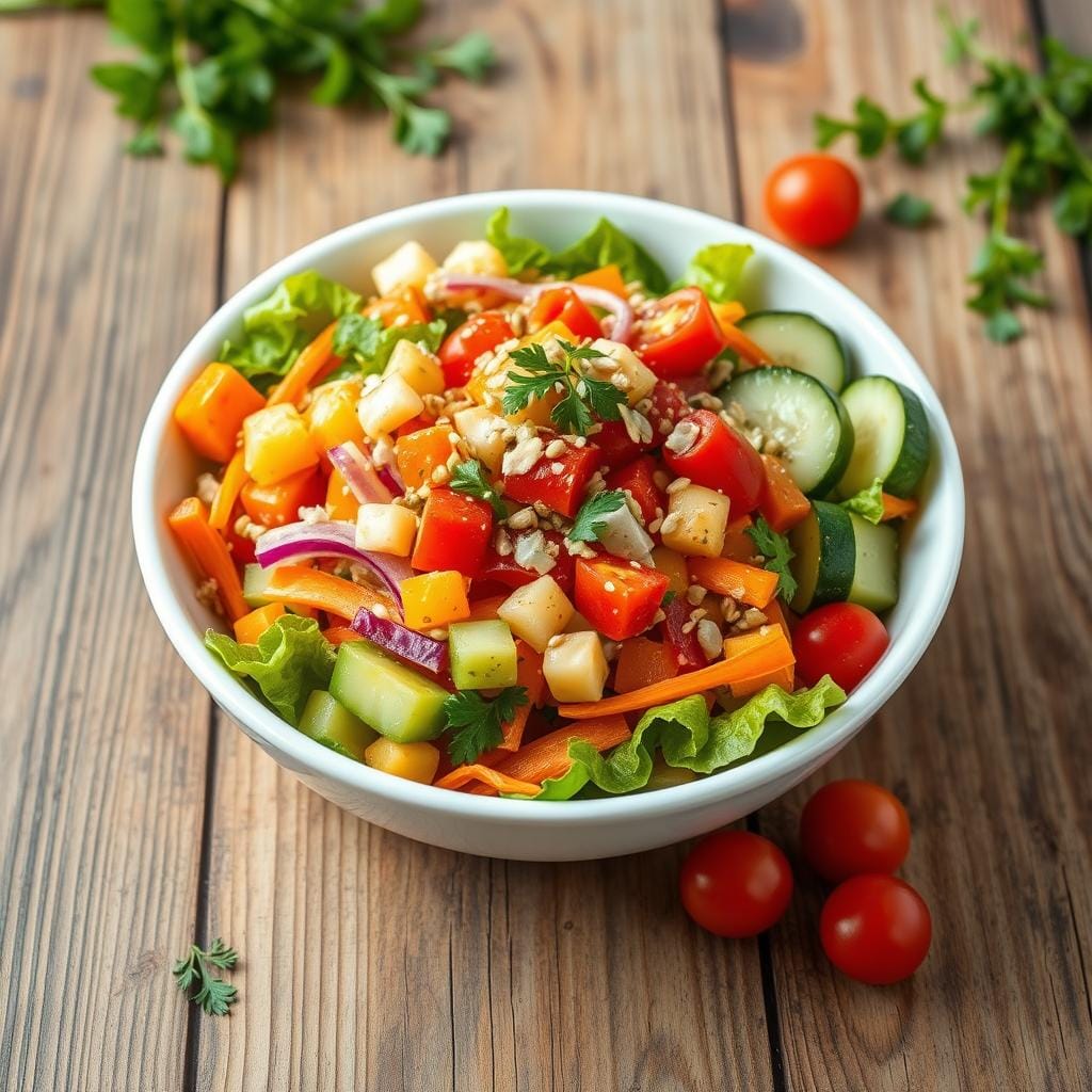 Salade nutritive aux légumes croquants