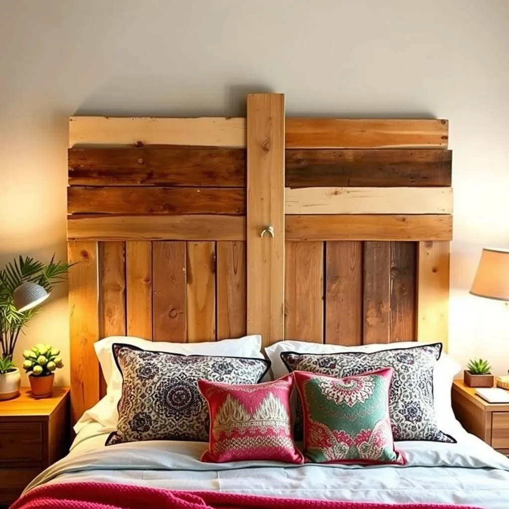 Tête de lit design économique réalisée avec des matériaux de récupération